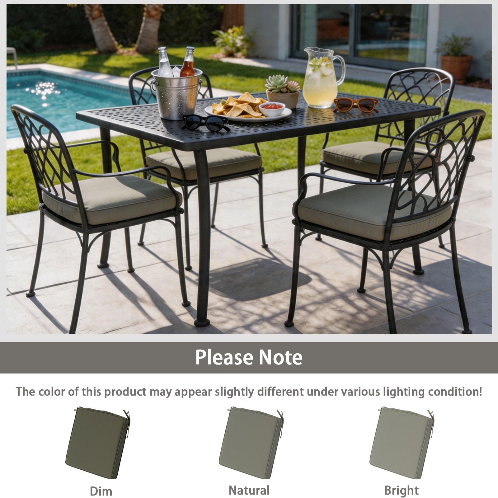 GoodGoods Outdoor Seat Cushion 22x22 in - Gray lifestyle and product view 13
