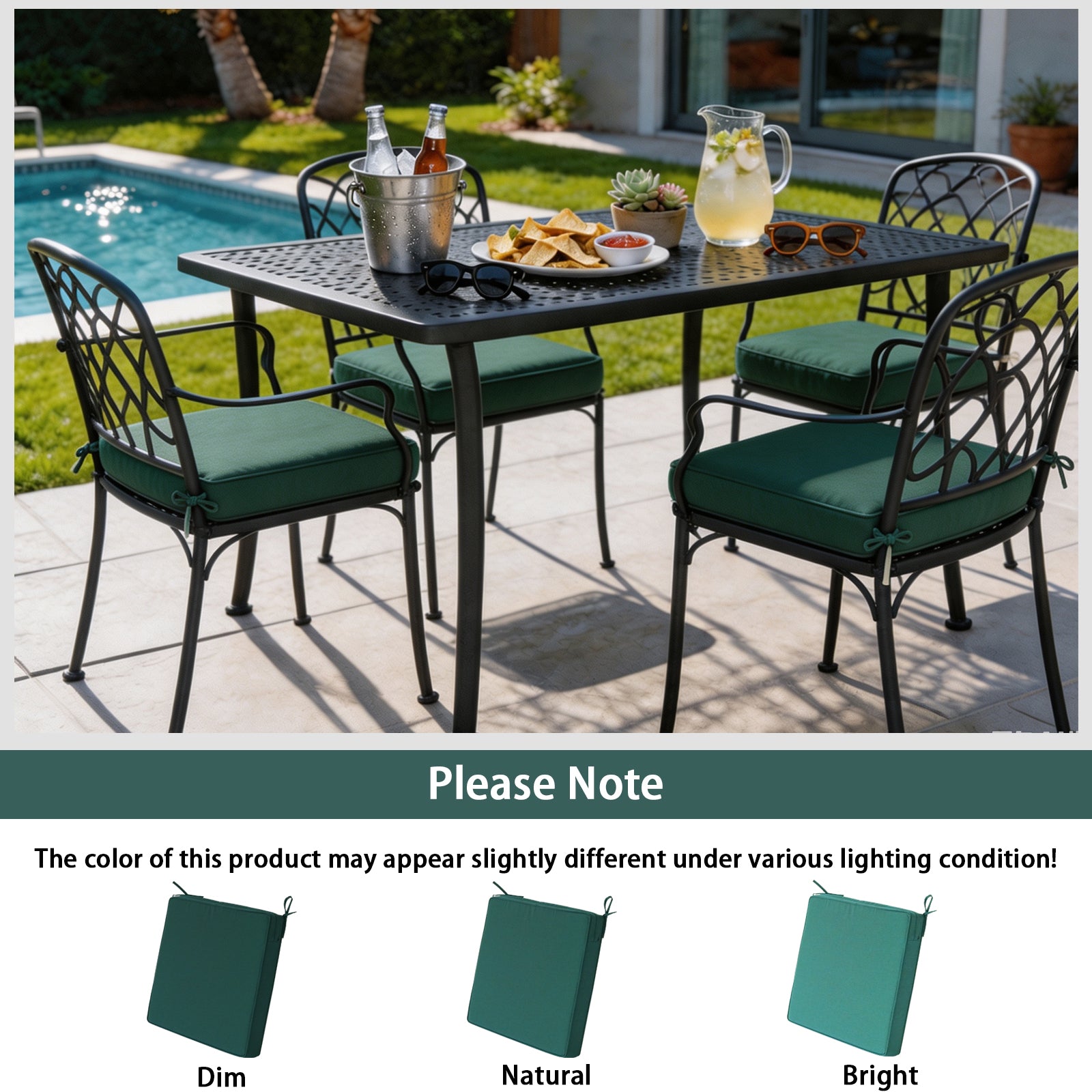 GoodGoods Outdoor Seat Cushion 22x22 in - Deep Green - image 6