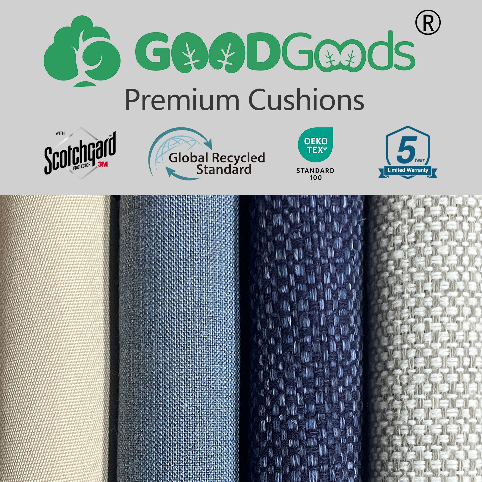GoodGoods Deep Seat Cushion 24x24 in 2 Packs - Indigo