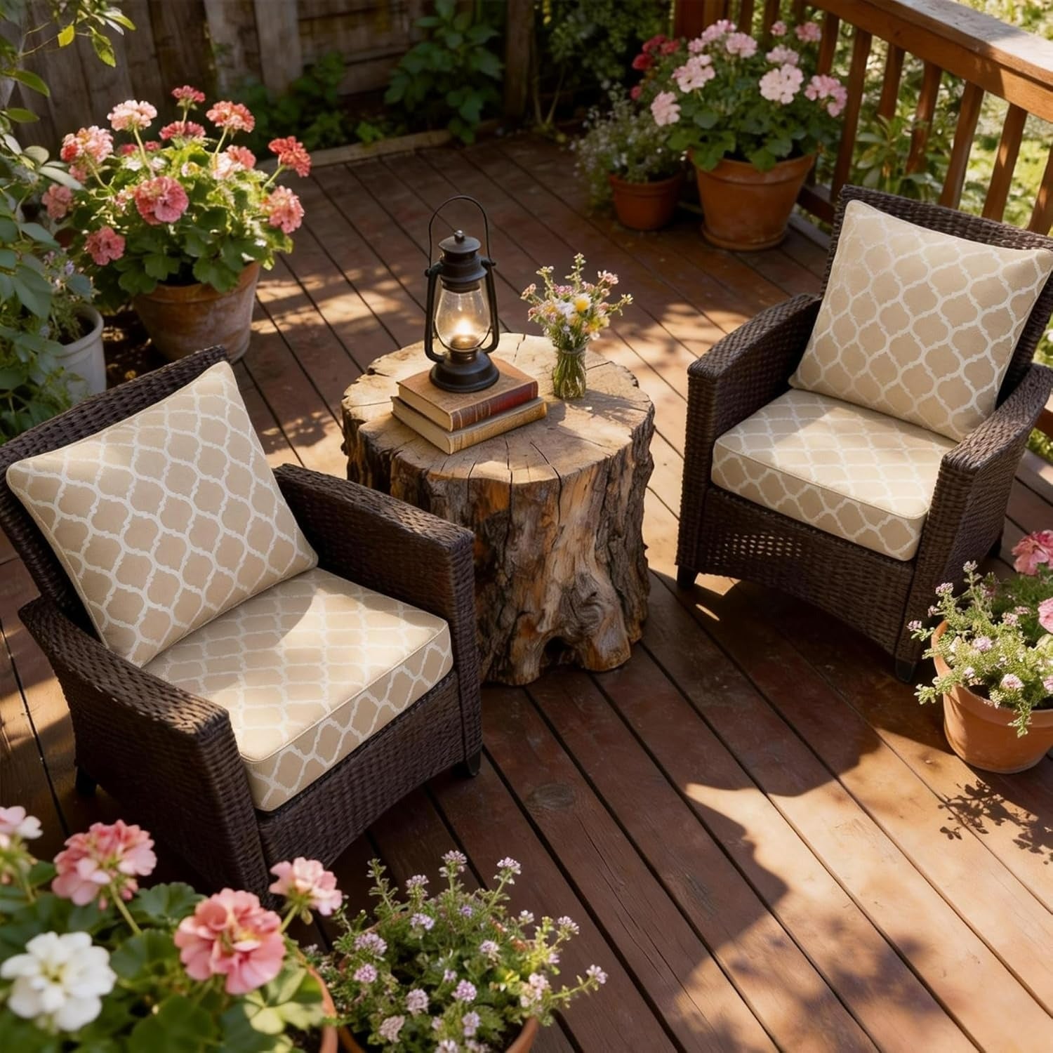 Deep Seat Outdoor Lounge Cushion 24x27.5 in 2 Packs - Toffee Trellis