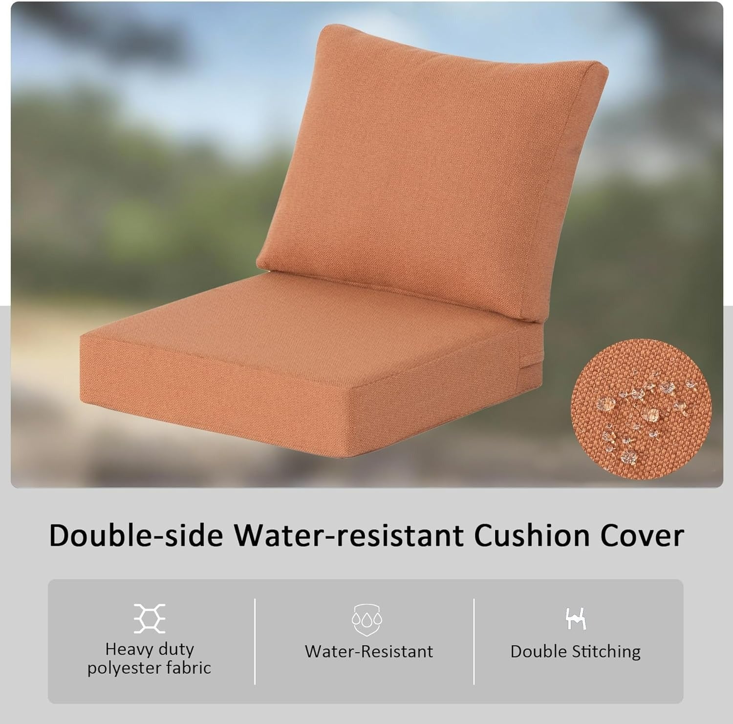 Luxury Outdoor Lounge Cushion 24x24 in 2 Packs - Tangerine
