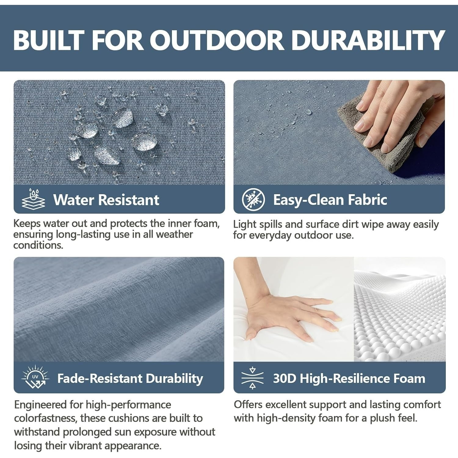 GoodGoods Premium Sunbrella® Deep Seat Cushion 25x25 in 2 Packs - Denim