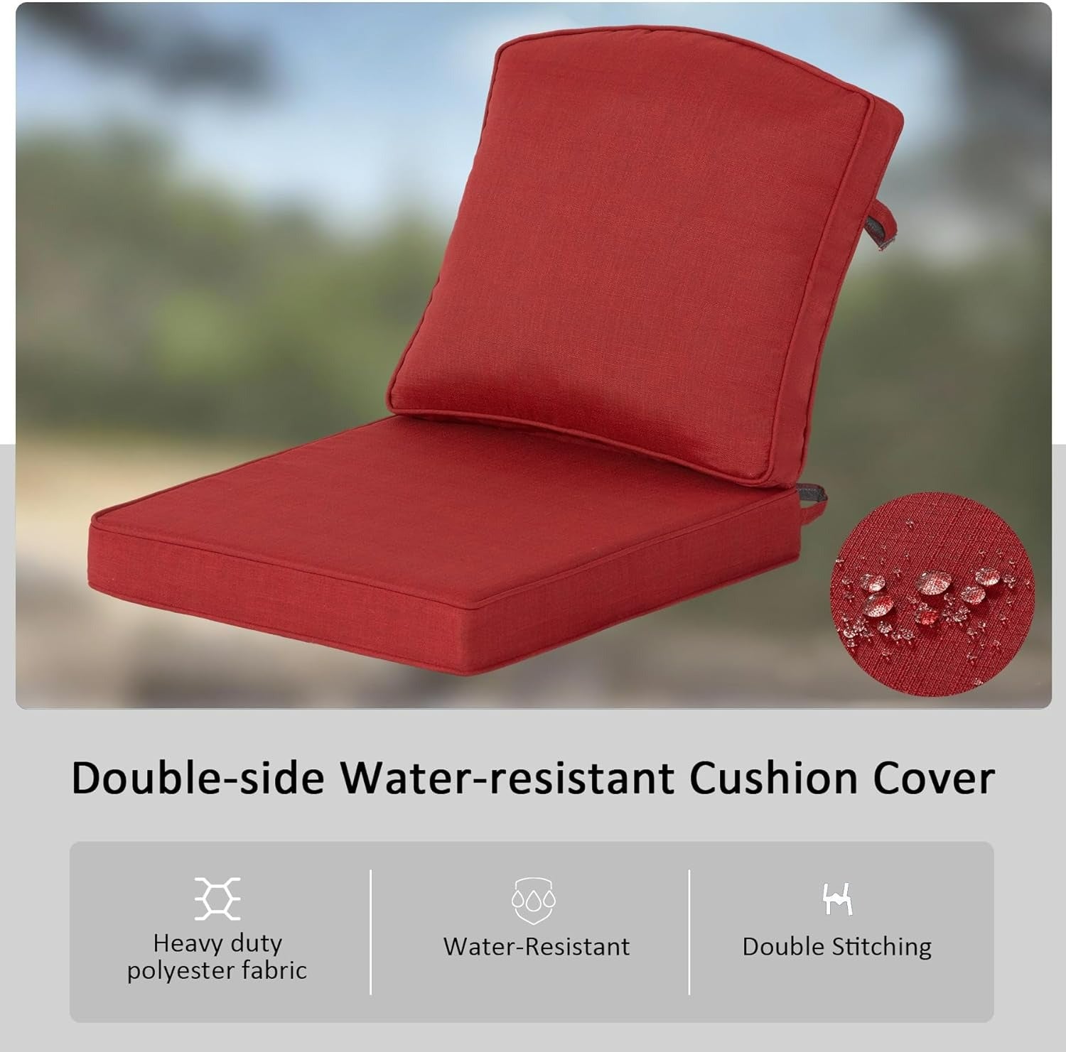 Premium Deep Seat Cushion 20x21.5 in 1 Pack - Chili