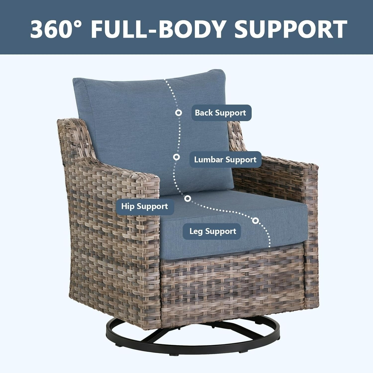 GoodGoods Premium Sunbrella® Deep Seat Cushion 25x25 in 2 Packs - Denim