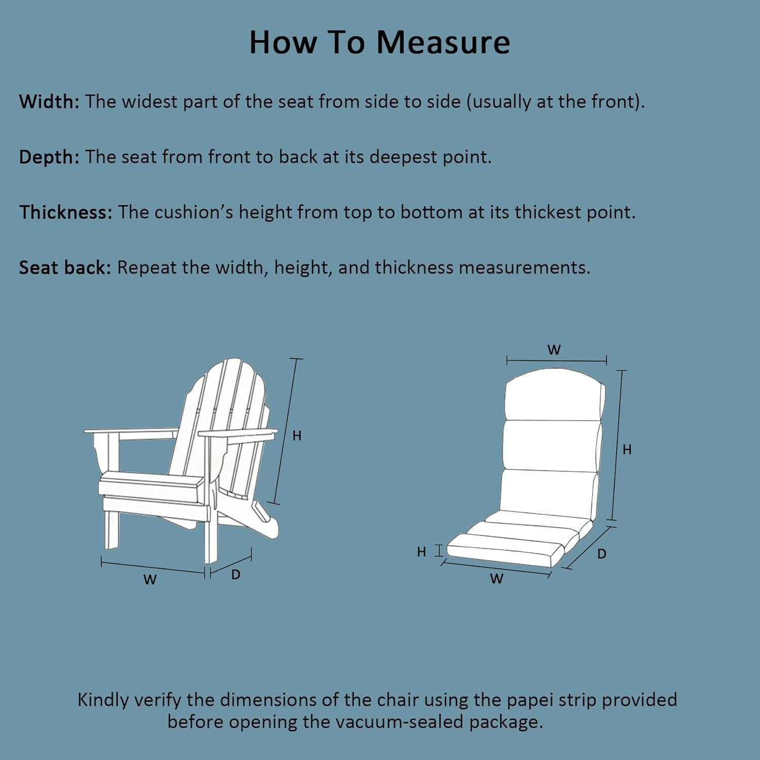 GoodGoods Sunbrella® High-Back Adirondack Chair Cushions (Set of 2) - 50" x 20"