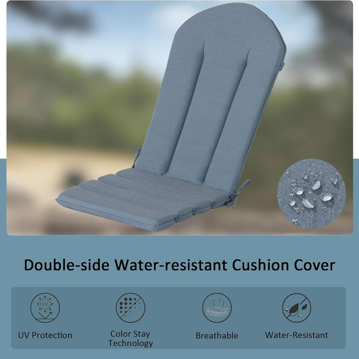 GoodGoods Sunbrella® High-Back Adirondack Chair Cushions (Set of 2) - 50" x 20"