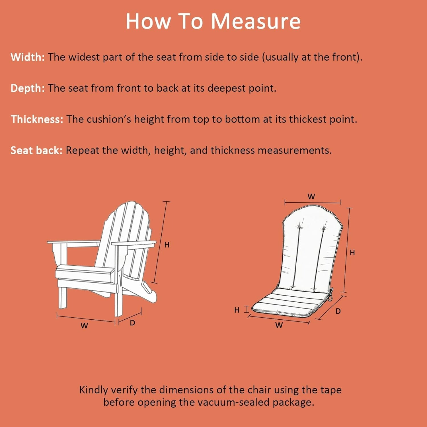 GoodGoods Premium Adirondack & Rocking Chair Cushions (Set of 2) - 50" x 20"