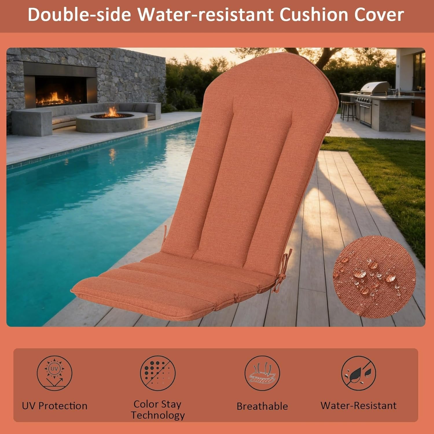 GoodGoods Premium Adirondack & Rocking Chair Cushions (Set of 2) - 50" x 20"