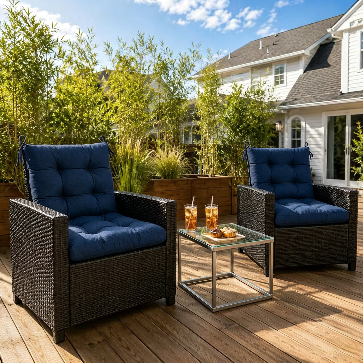 Goodgoods N Tufted Outdoor High-Back Chair Cushion 18x36 in - Dark Blue