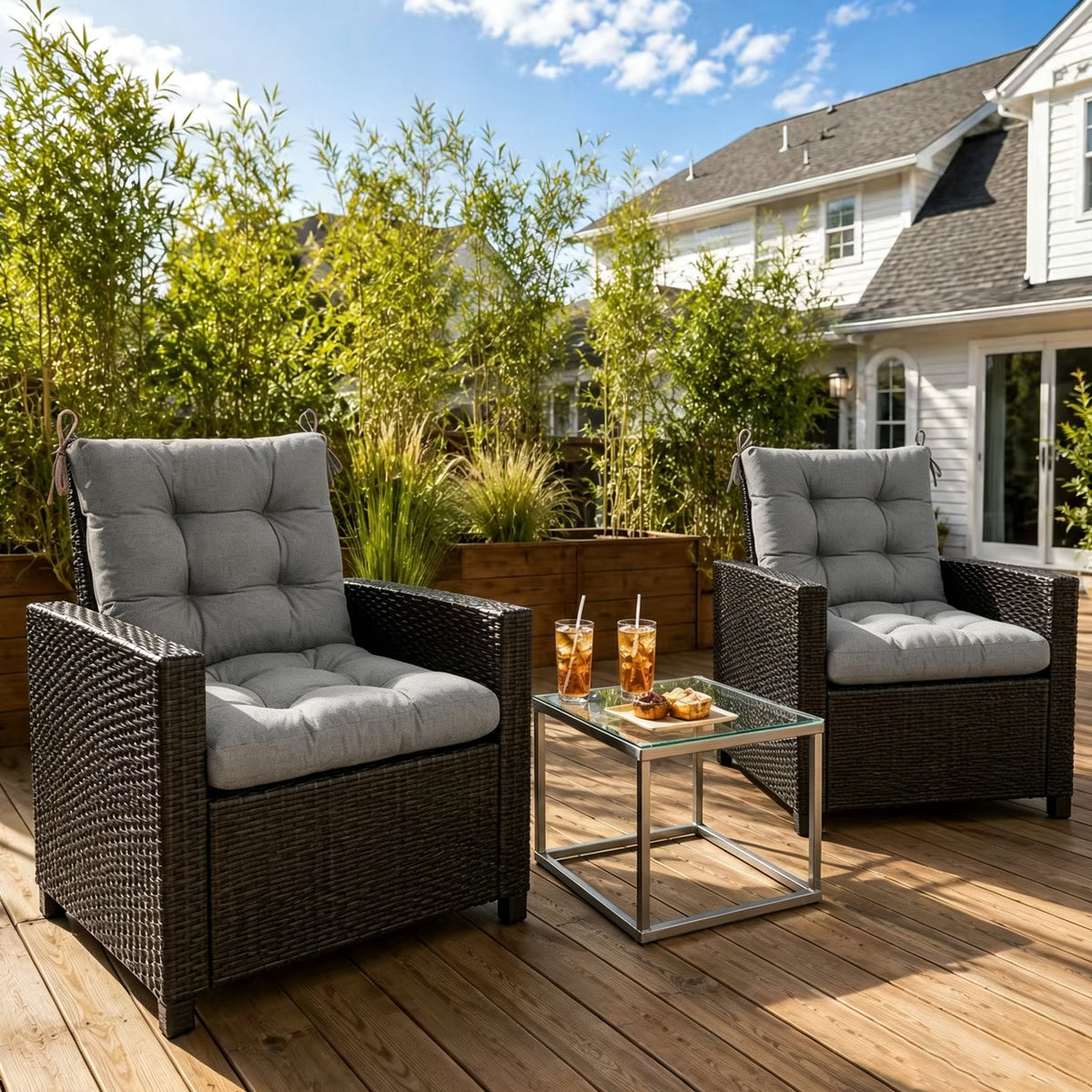 Goodgoods N Tufted Outdoor High-Back Chair Cushion 18x36 in - Gray