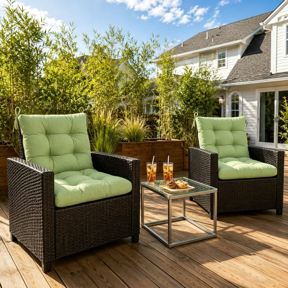 Goodgoods N Tufted Outdoor High-Back Chair Cushion 18x36 in - Light Green