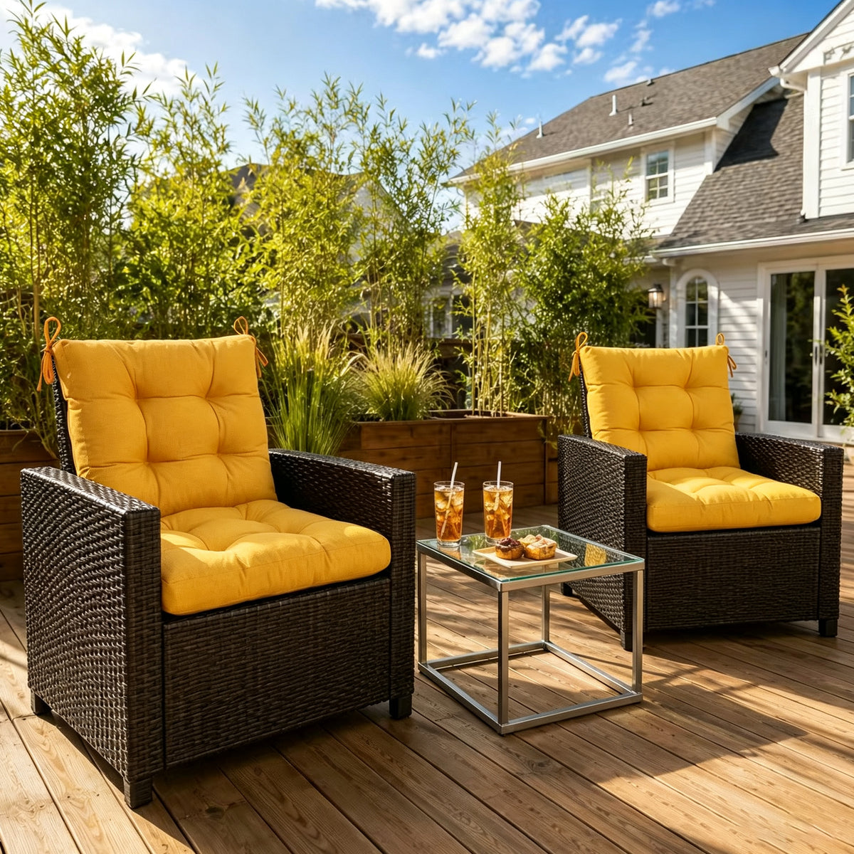 Goodgoods N Tufted Outdoor High-Back Chair Cushion 20x40 in - Yellow