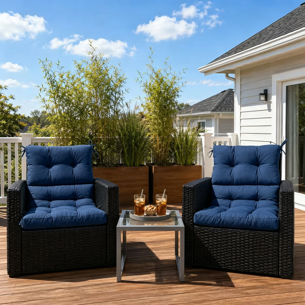 Goodgoods N Tufted Outdoor High-Back Chair Cushion 21x44 in - Dark Blue