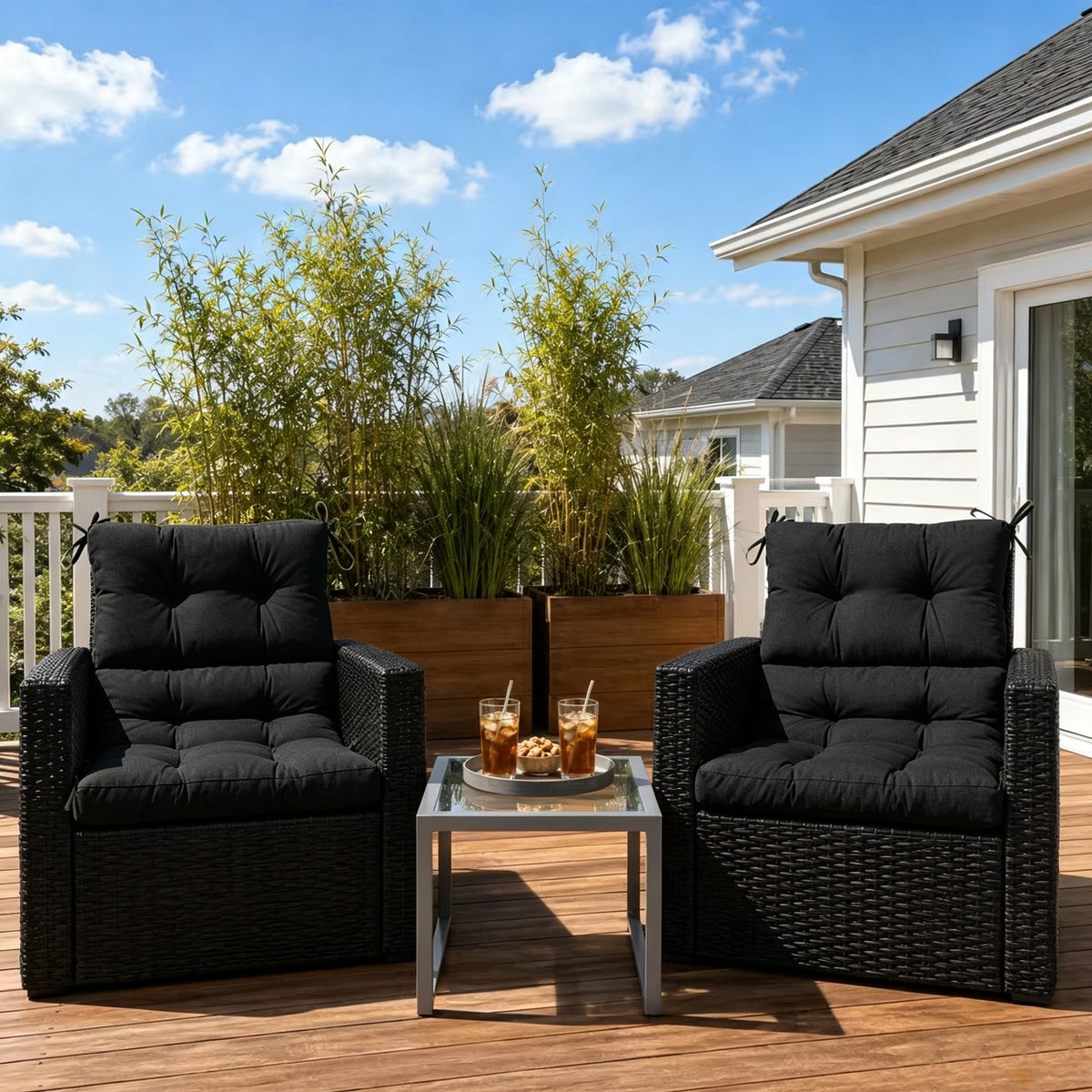 Goodgoods N Tufted Outdoor High-Back Chair Cushion 22x44 in - Black