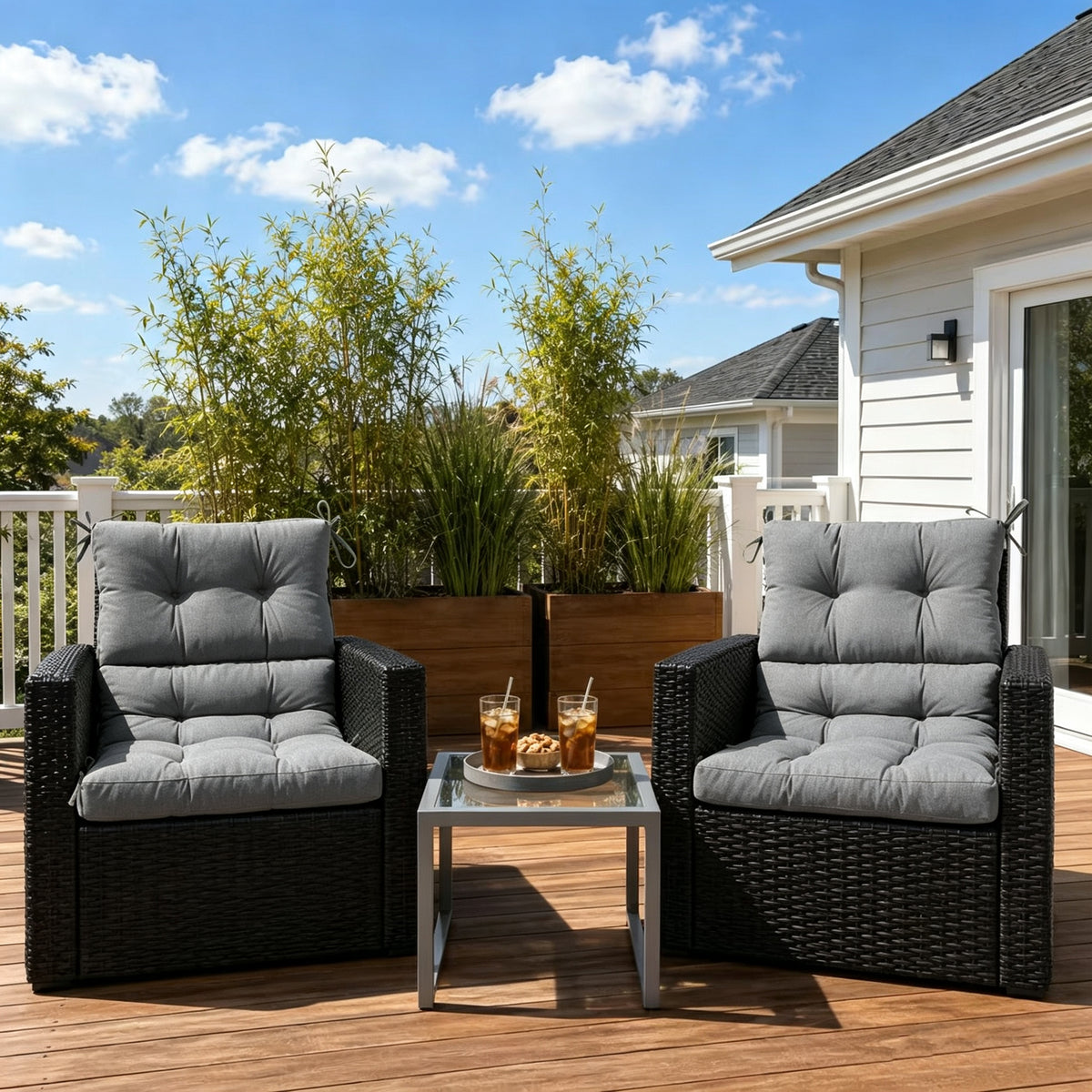 Goodgoods N Tufted Outdoor High-Back Chair Cushion 22x44 in - Gray