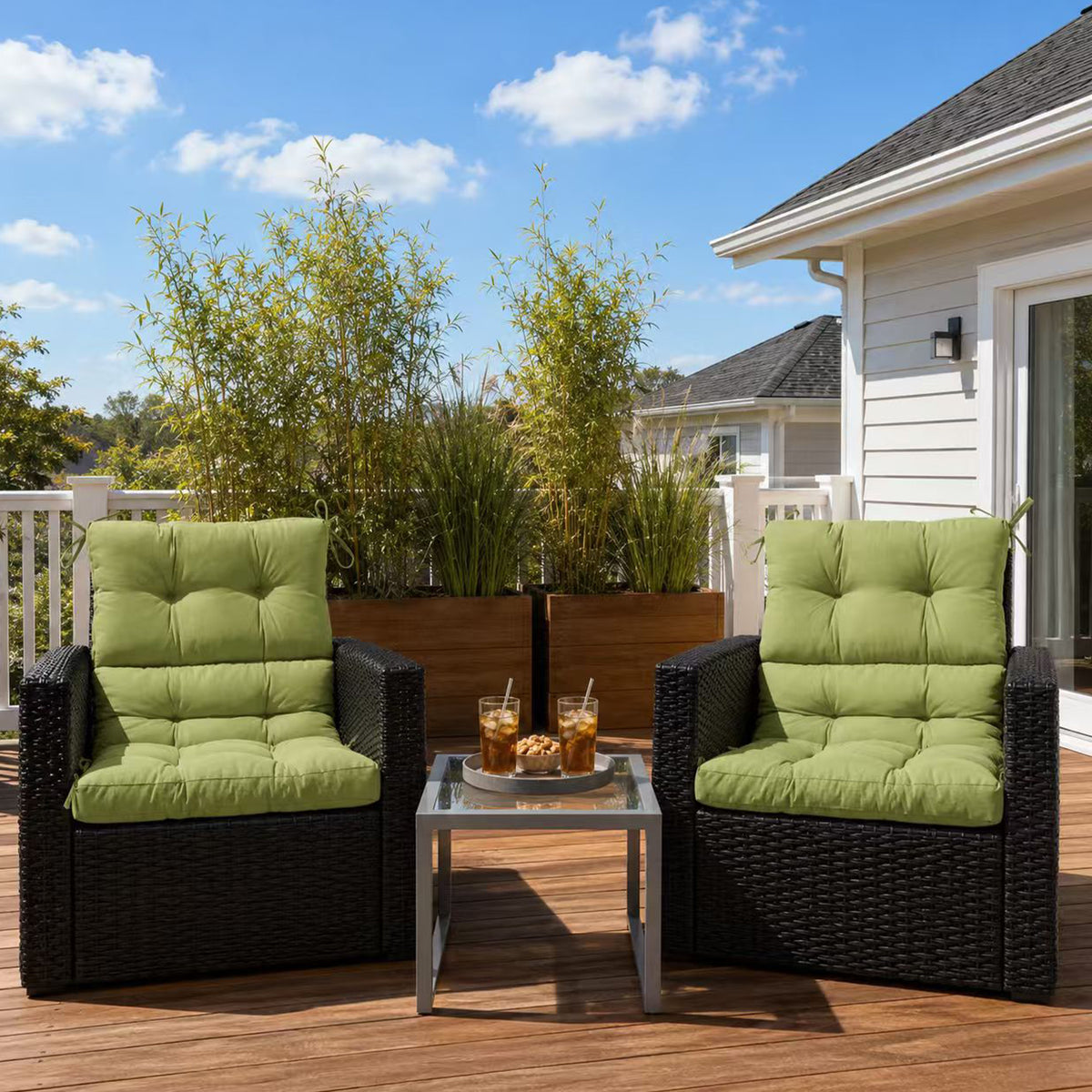 Goodgoods N Tufted Outdoor High-Back Chair Cushion 22x44 in - Light Green