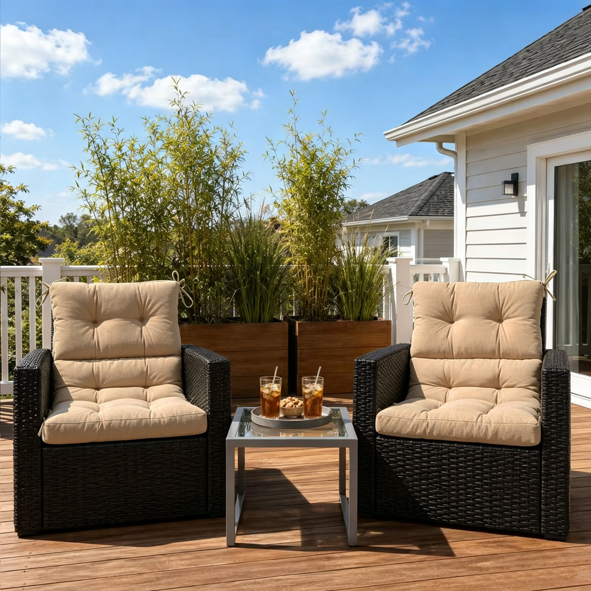 Goodgoods N Tufted Outdoor High-Back Chair Cushion 22x44 in - Brown