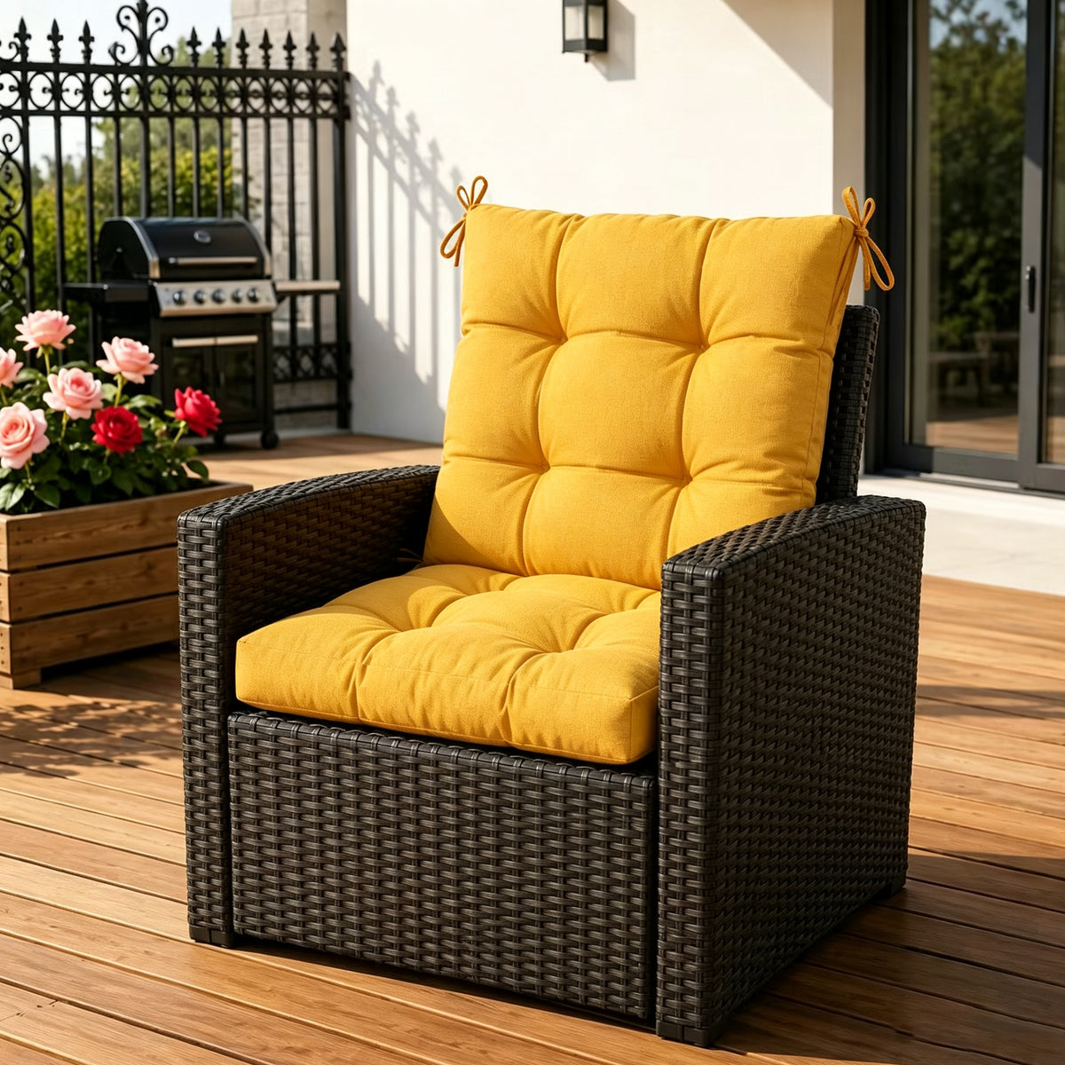 Goodgoods N Tufted Outdoor High-Back Chair Cushion 18x36 in - Yellow