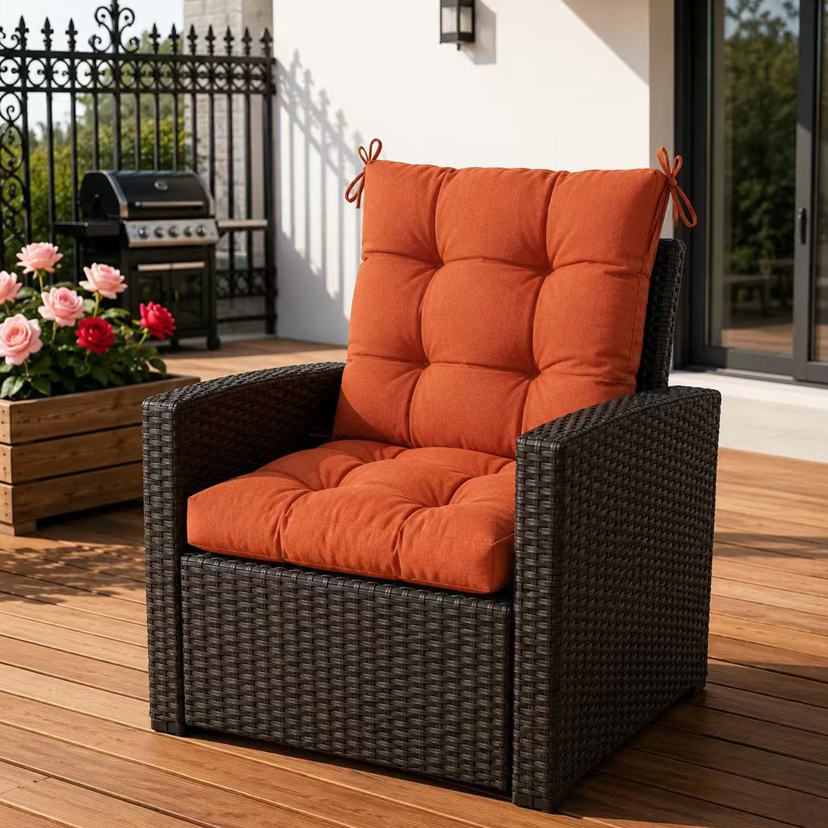 Goodgoods N Tufted Outdoor High-Back Chair Cushion 18x36 in - Orange