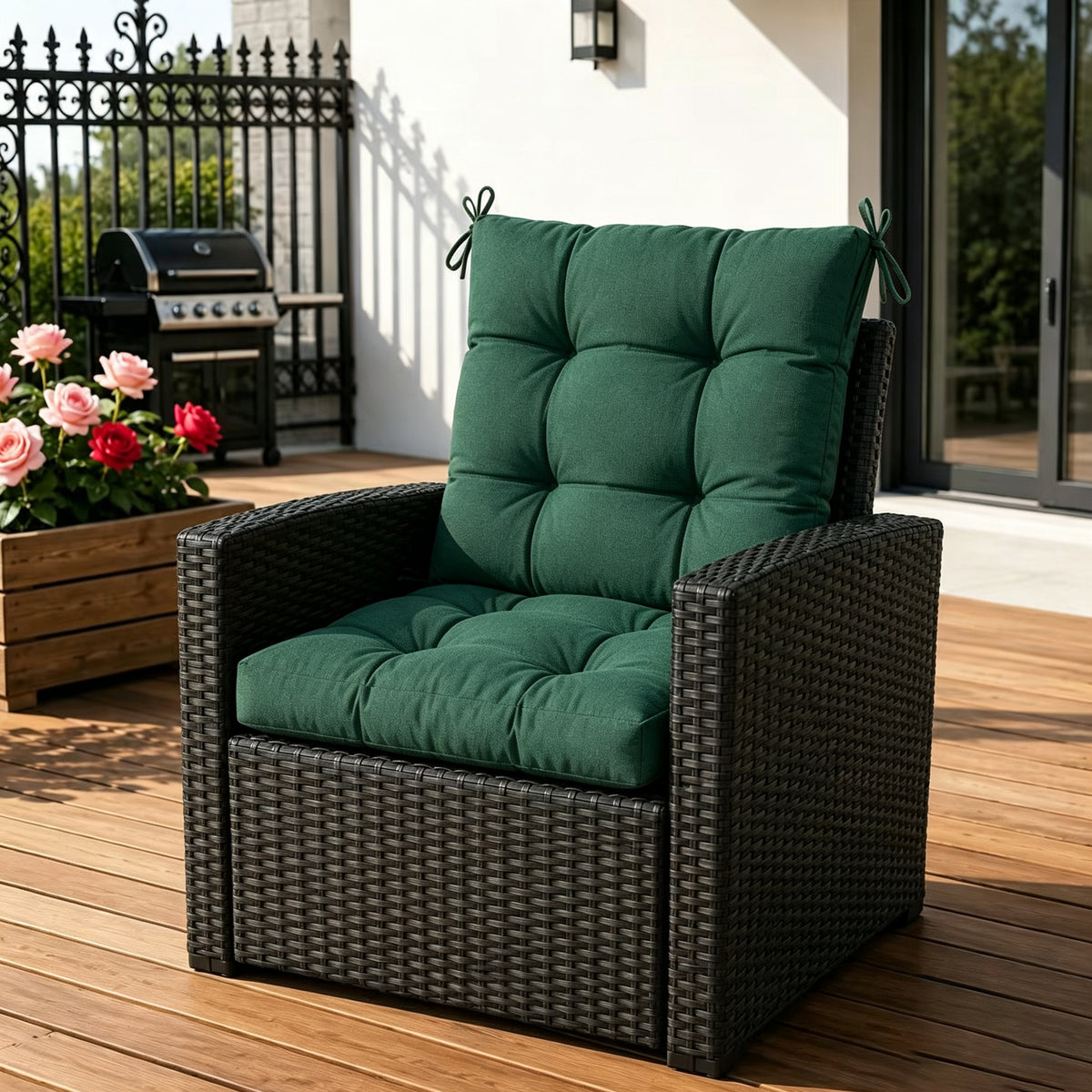 Goodgoods N Tufted Outdoor High-Back Chair Cushion 20x40 in - Deep Green