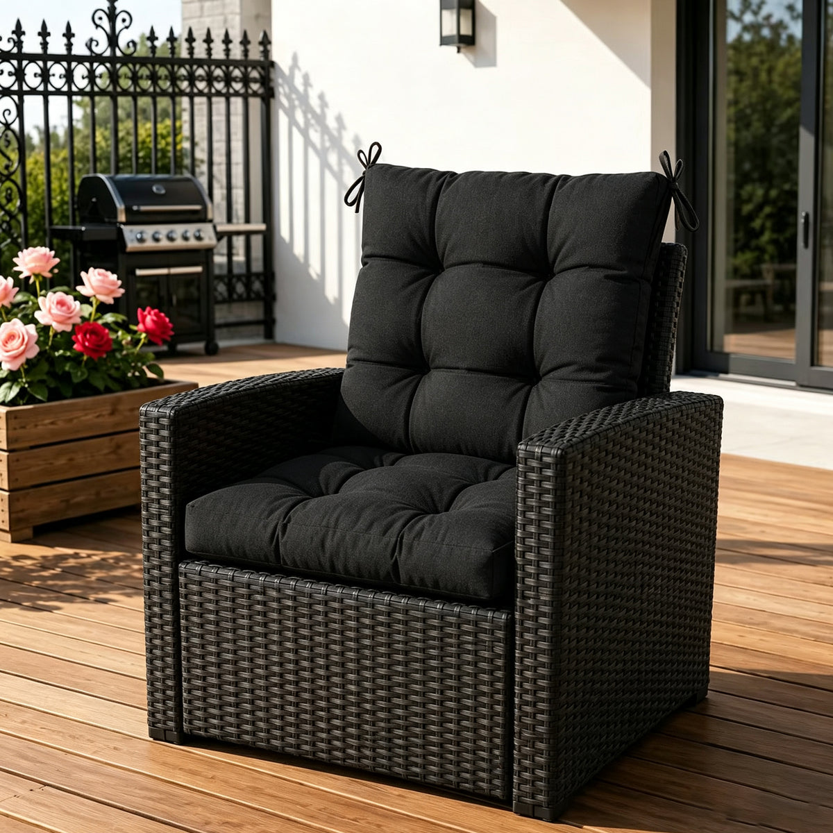 Goodgoods N Tufted Outdoor High-Back Chair Cushion 20x40 in - Black