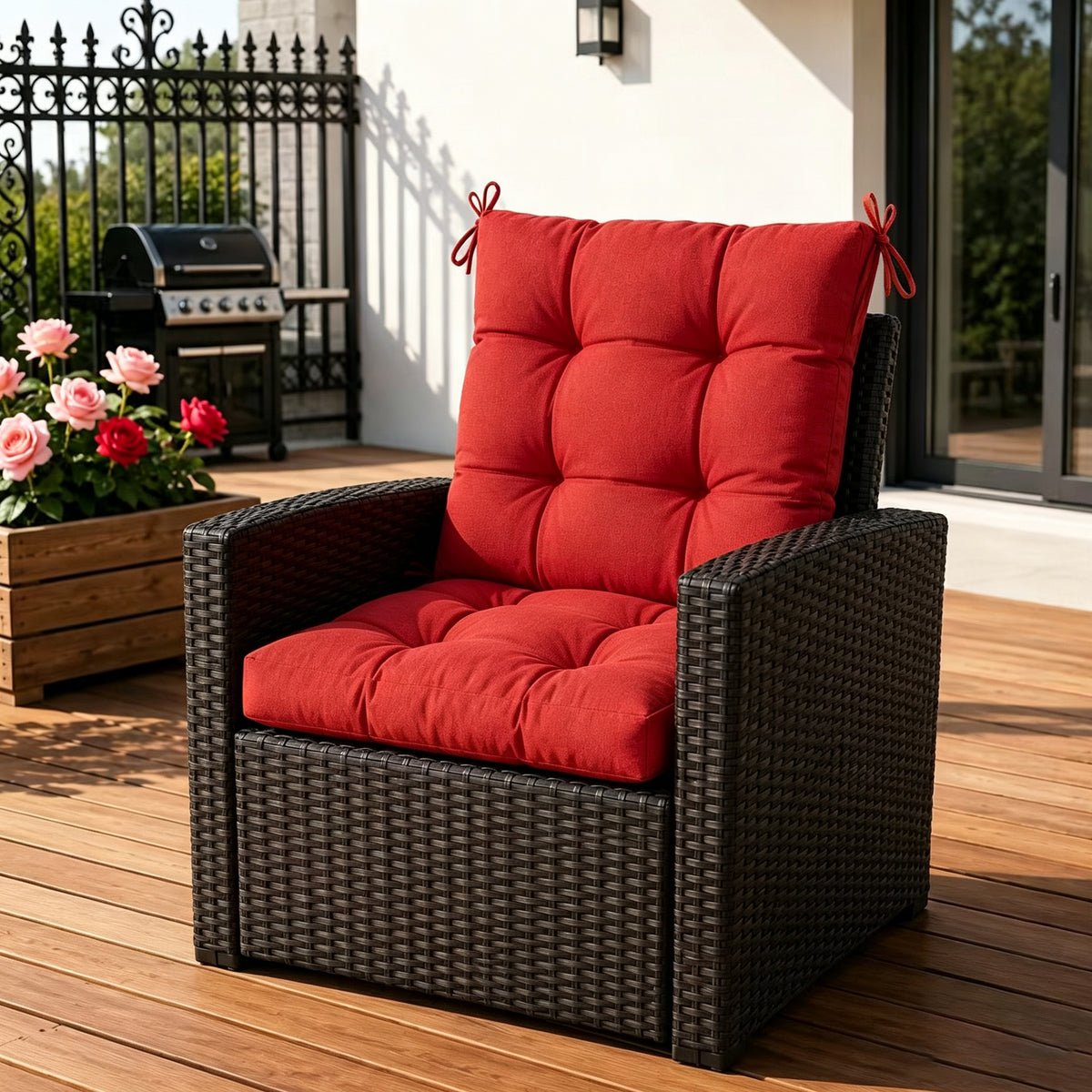 Goodgoods N Tufted Outdoor High-Back Chair Cushion 20x40 in - Red