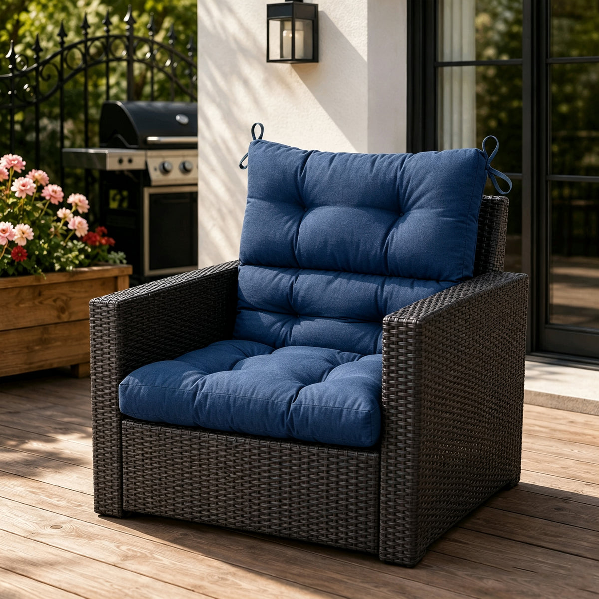Goodgoods N Tufted Outdoor High-Back Chair Cushion 21x44 in - Dark Blue