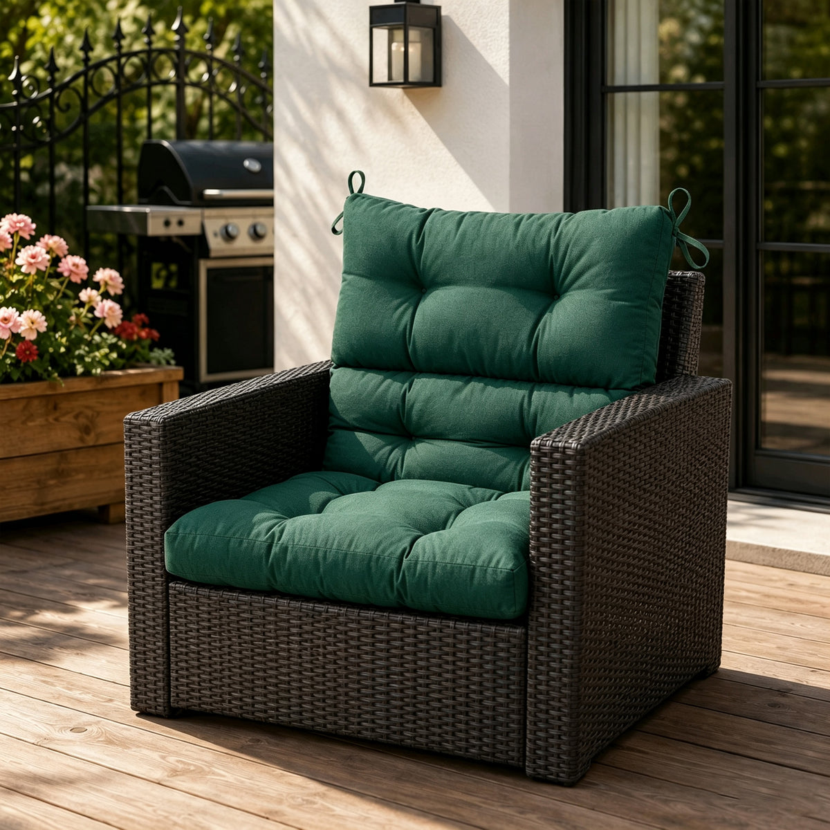 Goodgoods N Tufted Outdoor High-Back Chair Cushion 21x44 in - Deep Green