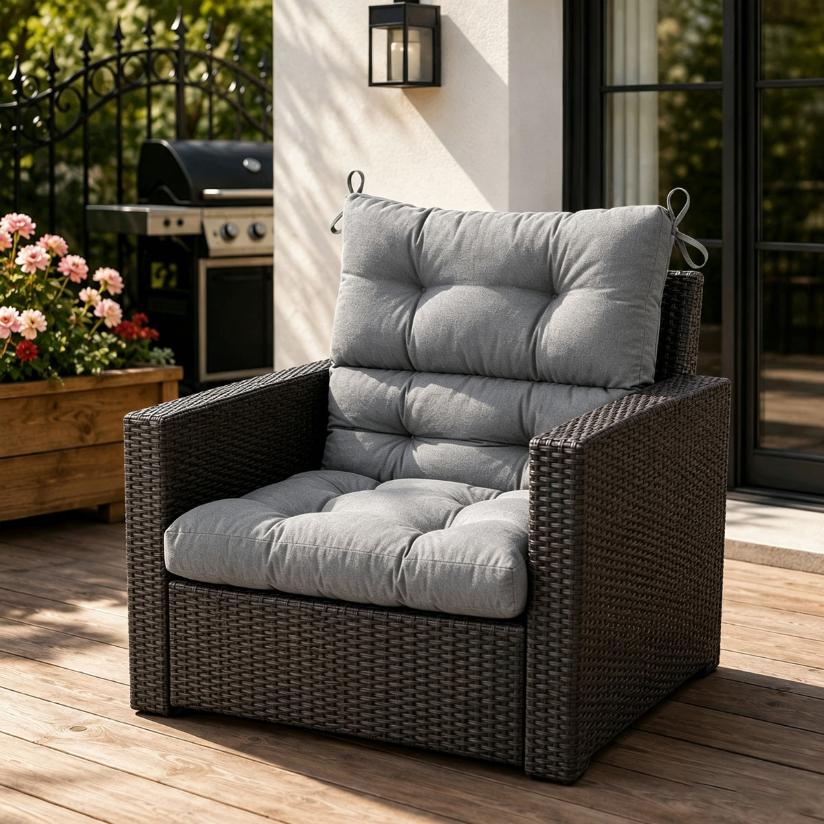 Goodgoods N Tufted Outdoor High-Back Chair Cushion 22x44 in - Gray