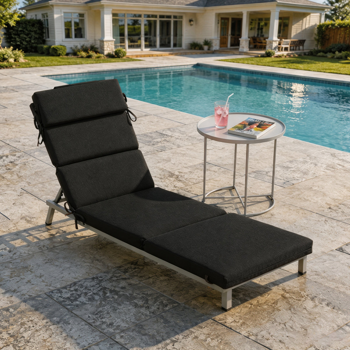 Goodgoods N Outdoor Chaise Lounge Cushion 25x77 in - Black