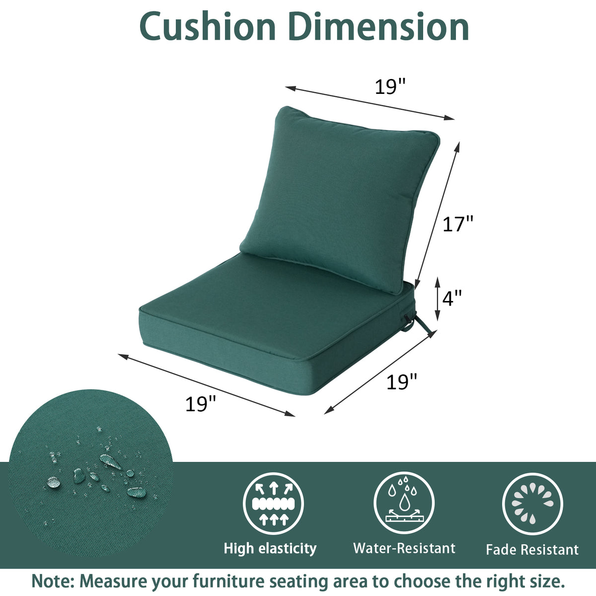 Goodgoods N Deep Seat Outdoor Cushion Set 19x19 in - Deep Green