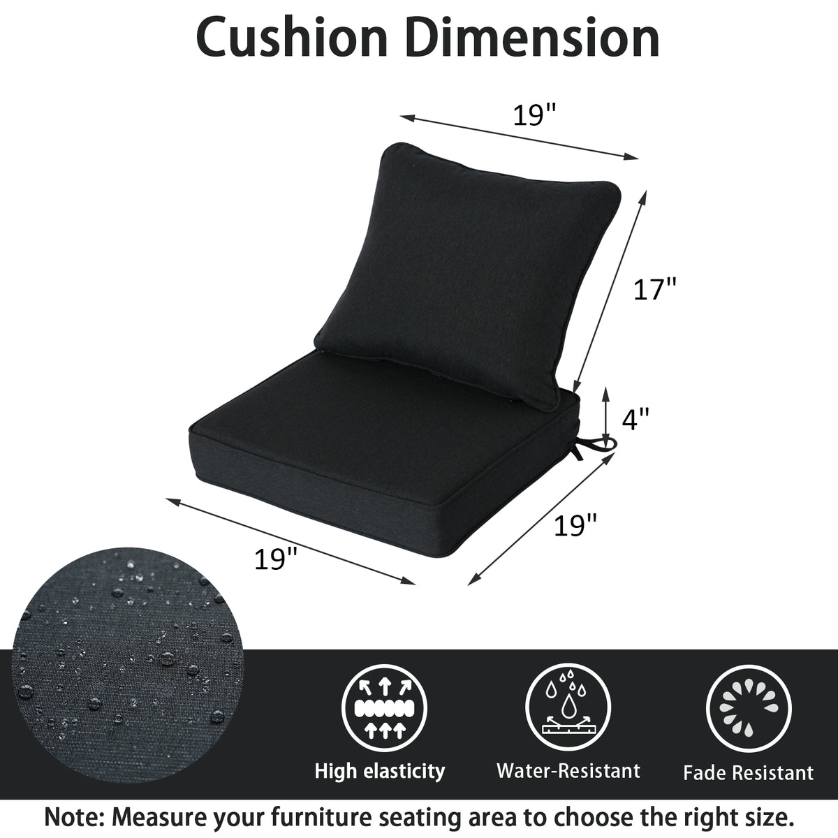 Goodgoods N Deep Seat Outdoor Cushion Set 19x19 in - Black