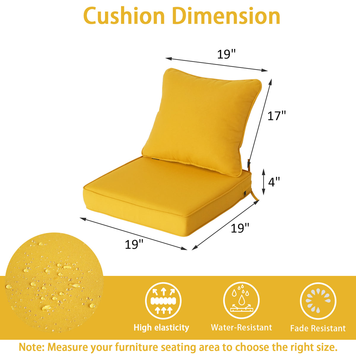 Goodgoods N Deep Seat Outdoor Cushion Set 19x19 in - Yellow