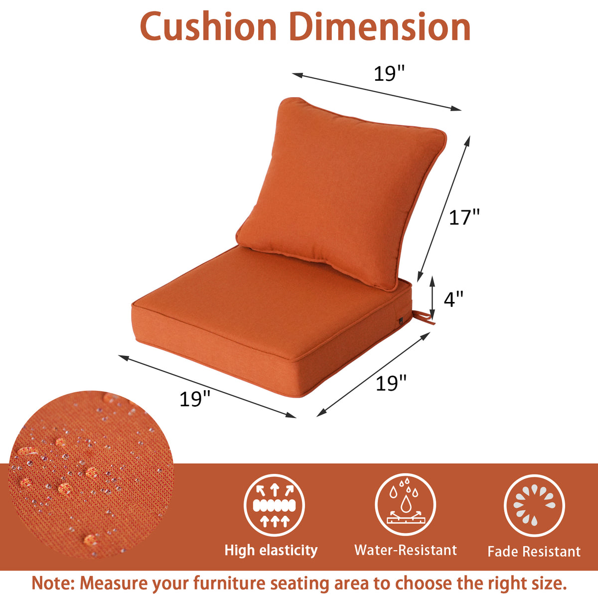 Goodgoods N Deep Seat Outdoor Cushion Set 19x19 in - Orange