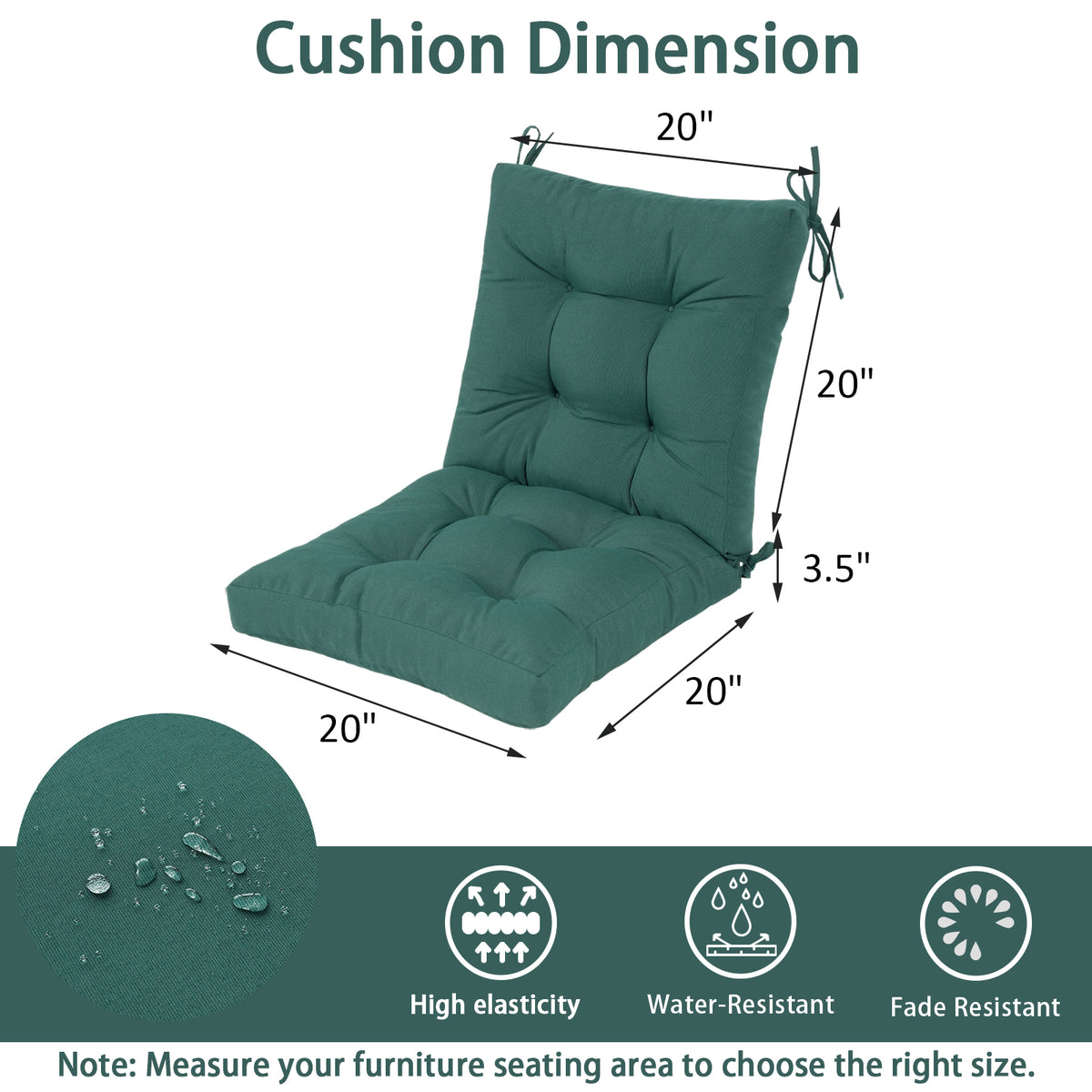 Goodgoods N Tufted Outdoor High-Back Chair Cushion 20x40 in - Deep Green
