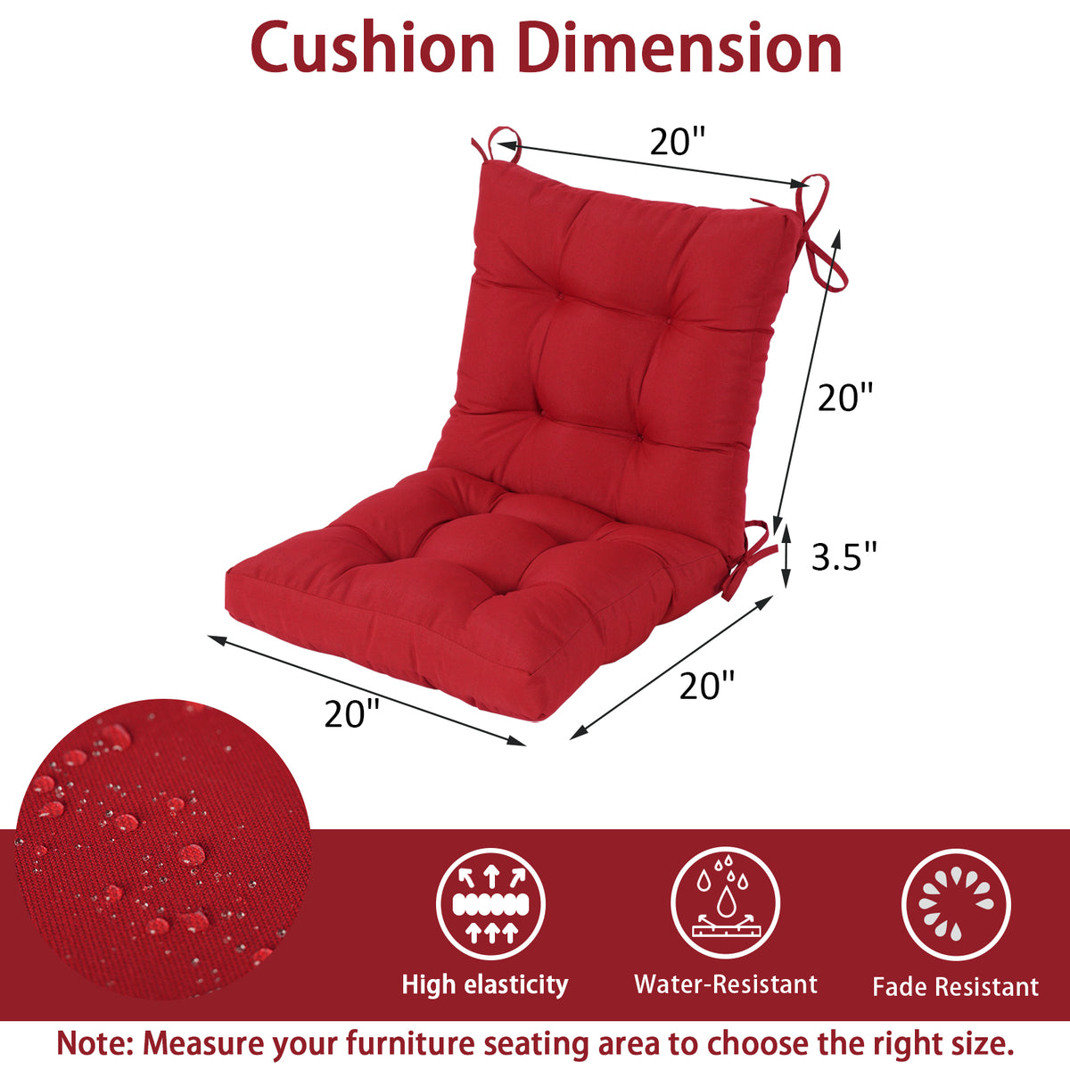 Goodgoods N Tufted Outdoor High-Back Chair Cushion 20x40 in - Red