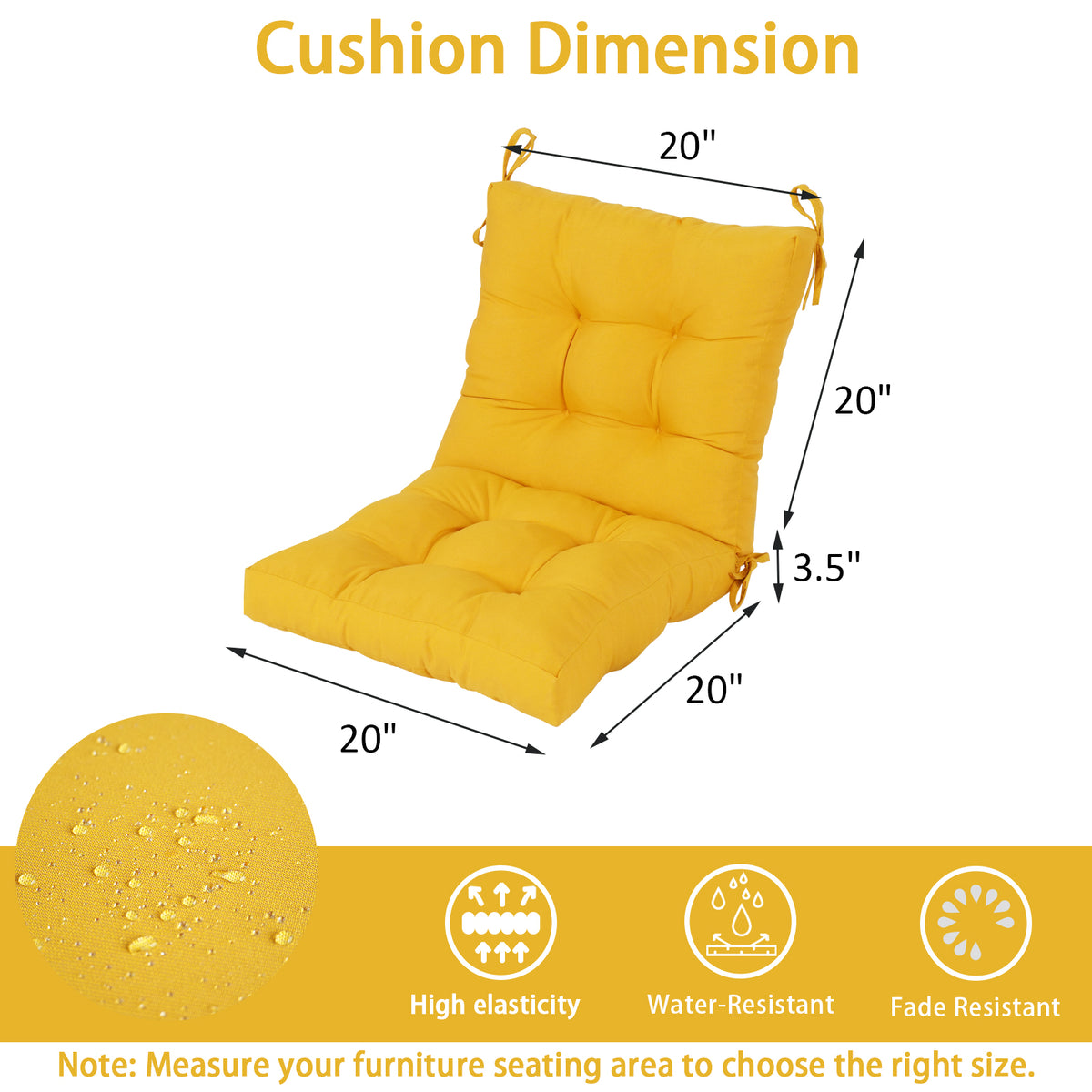 Goodgoods N Tufted Outdoor High-Back Chair Cushion 20x40 in - Yellow