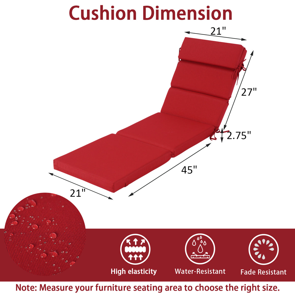 Goodgoods N Outdoor Chaise Lounge Cushion 21x72 in - Red