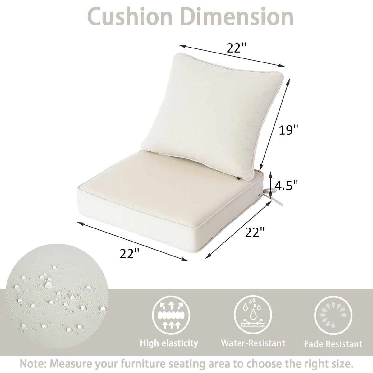 Goodgoods N Deep Seat Outdoor Cushion Set 22x22 in - Beige