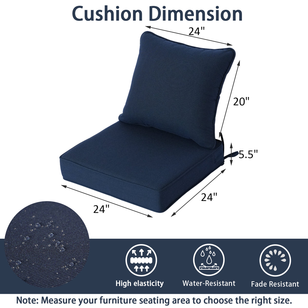 Goodgoods N Deep Seat Outdoor Cushion Set 24x24 in - Dark Blue