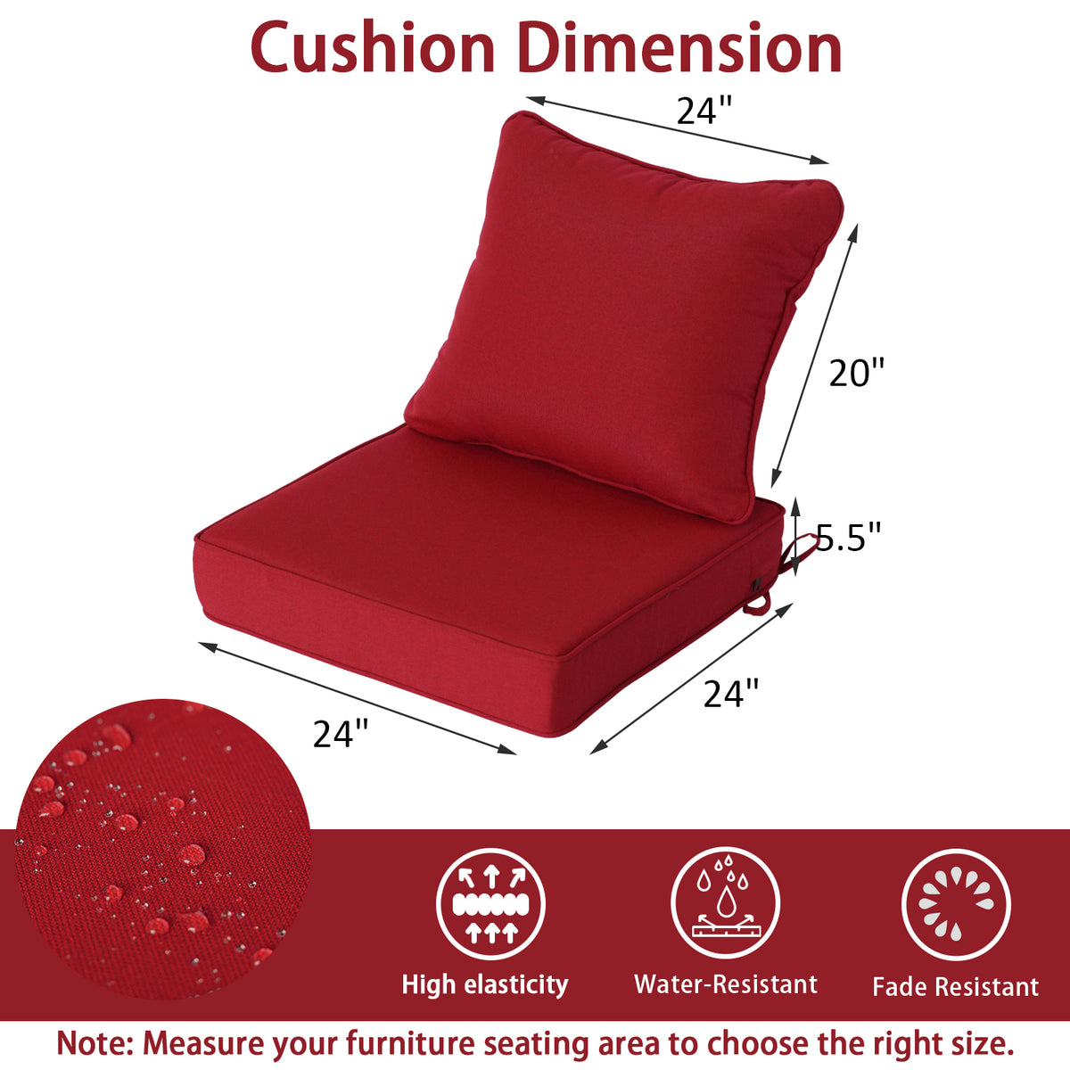 Goodgoods N Deep Seat Outdoor Cushion Set 24x24 in - Red