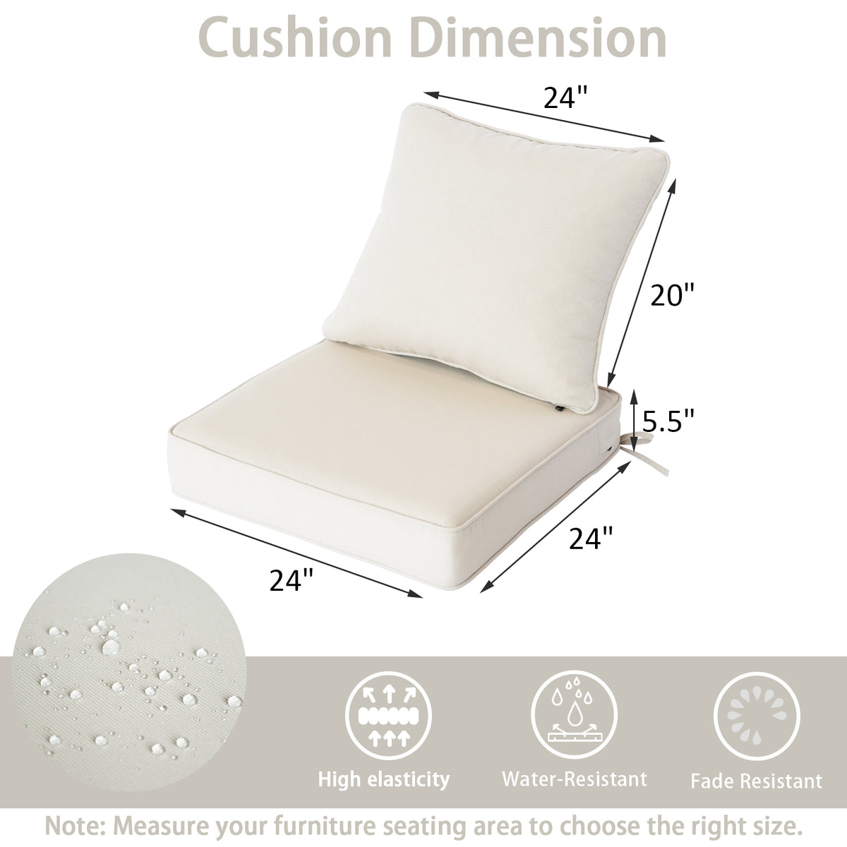 Goodgoods N Deep Seat Outdoor Cushion Set 24x24 in - Beige