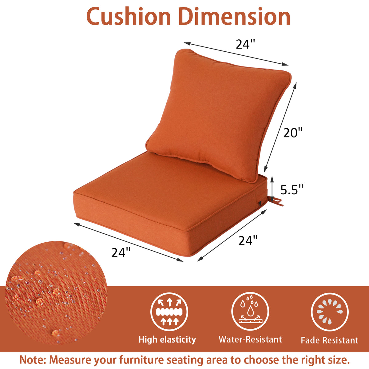 Goodgoods N Deep Seat Outdoor Cushion Set 24x24 in - Orange