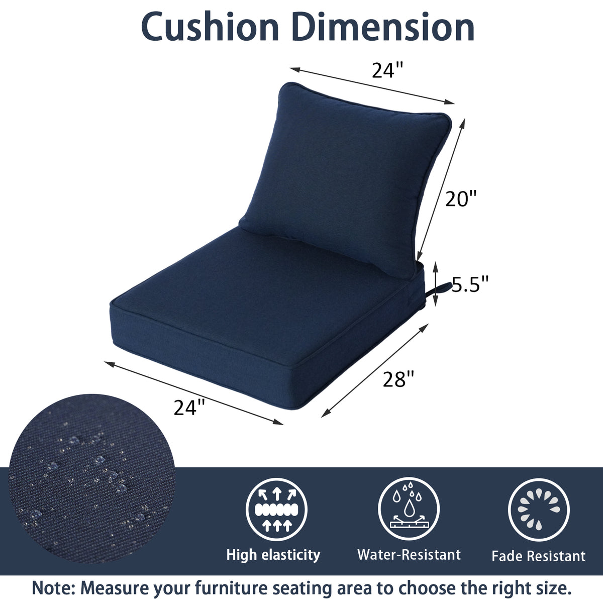 Goodgoods N Deep Seat Outdoor Cushion Set 24x28 in - Dark Blue