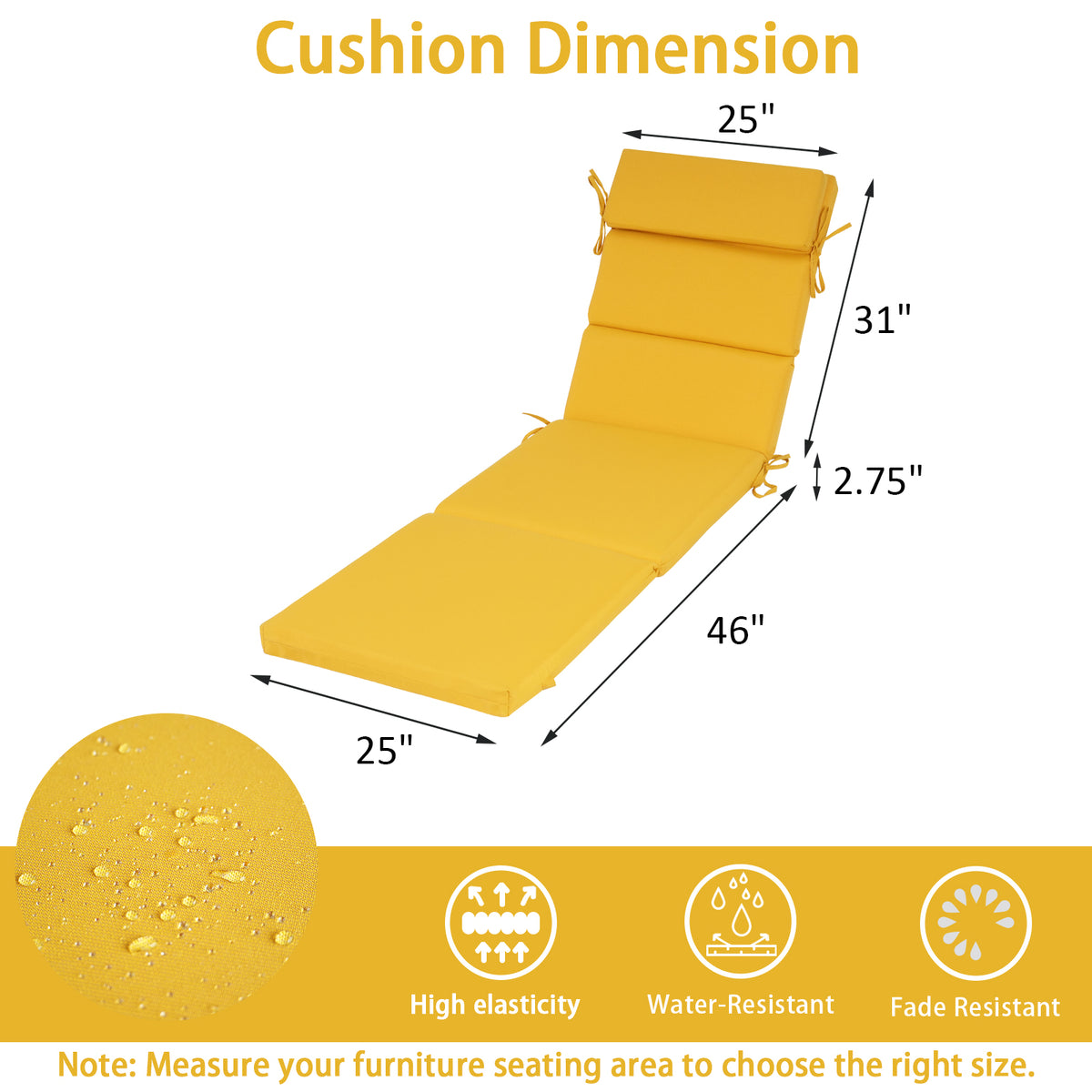 Goodgoods N Outdoor Chaise Lounge Cushion 25x77 in - Yellow