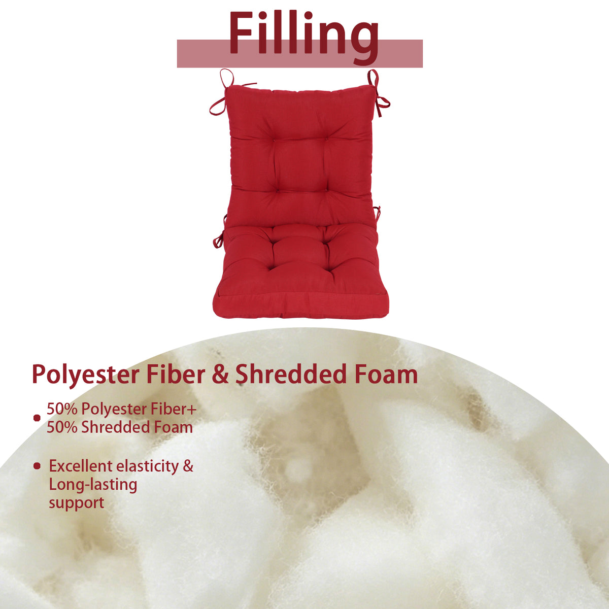 Goodgoods N Tufted Outdoor High-Back Chair Cushion 18x36 in - Red