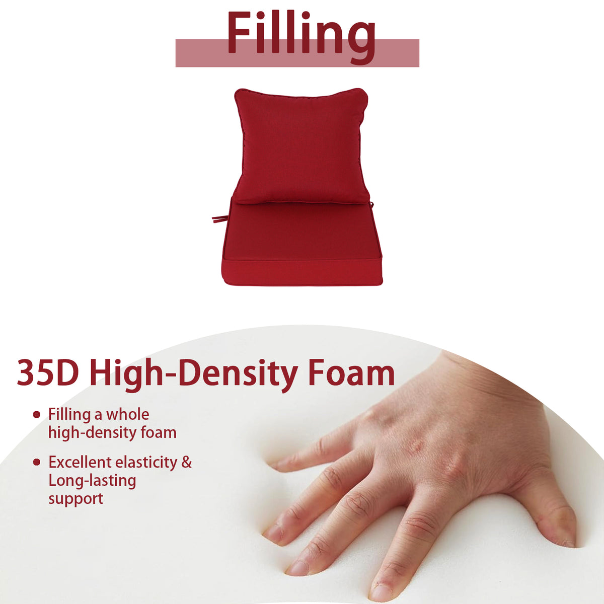 Goodgoods N Deep Seat Outdoor Cushion Set 19x19 in - Red