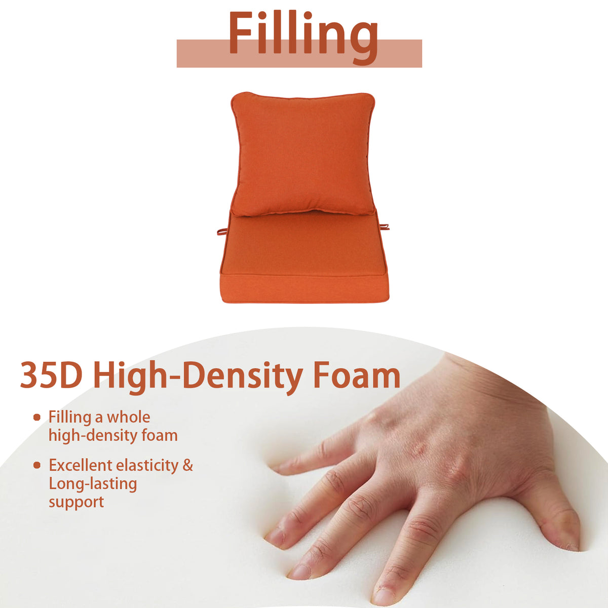 Goodgoods N Deep Seat Outdoor Cushion Set 19x19 in - Orange