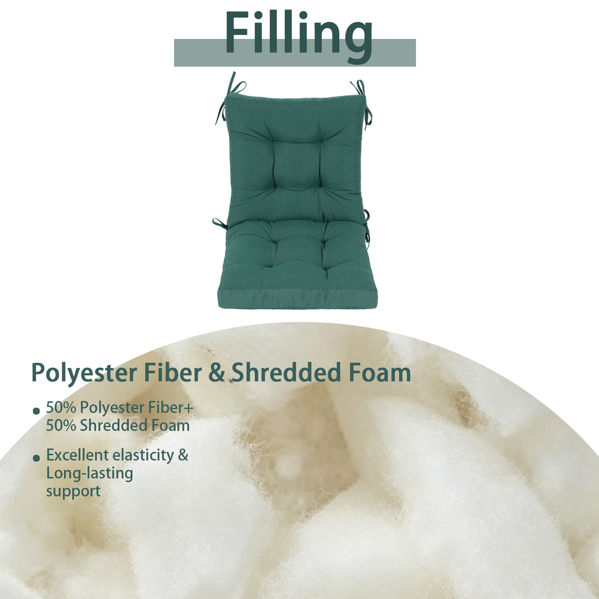 Goodgoods N Tufted Outdoor High-Back Chair Cushion 20x40 in - Deep Green