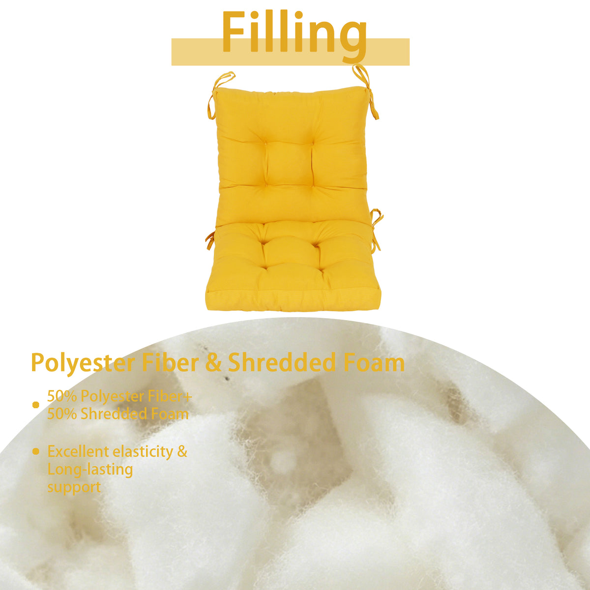 Goodgoods N Tufted Outdoor High-Back Chair Cushion 20x40 in - Yellow
